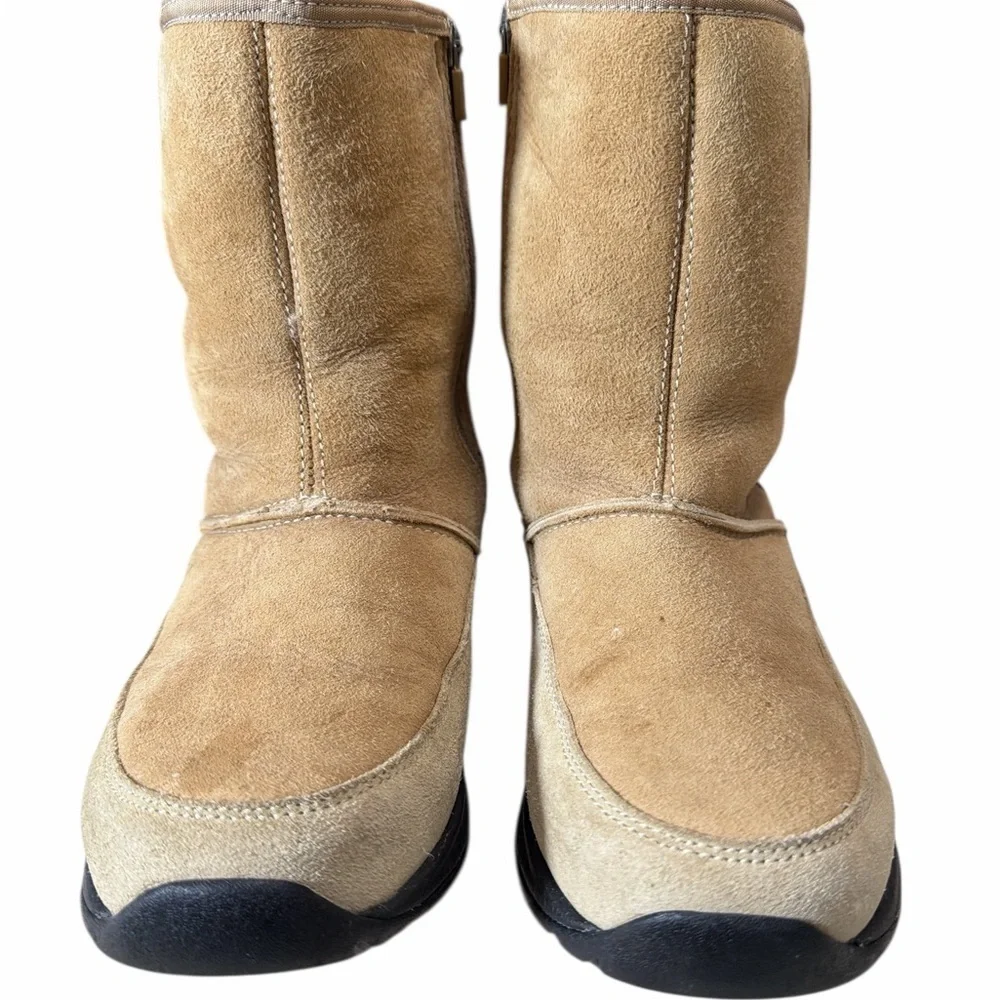 Lands' End #94434 Tan Suede Winter Boots Fleece Lined, Size 7.